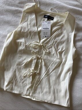 ZARA Cream Tie-Front V-Neck Camisole